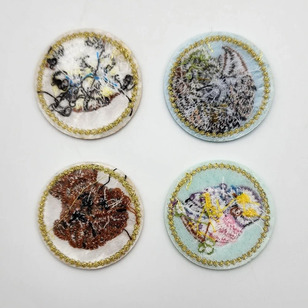 LOT‎ OF 4 CUTE ANIMAL EMBROIDERED PATCHES
